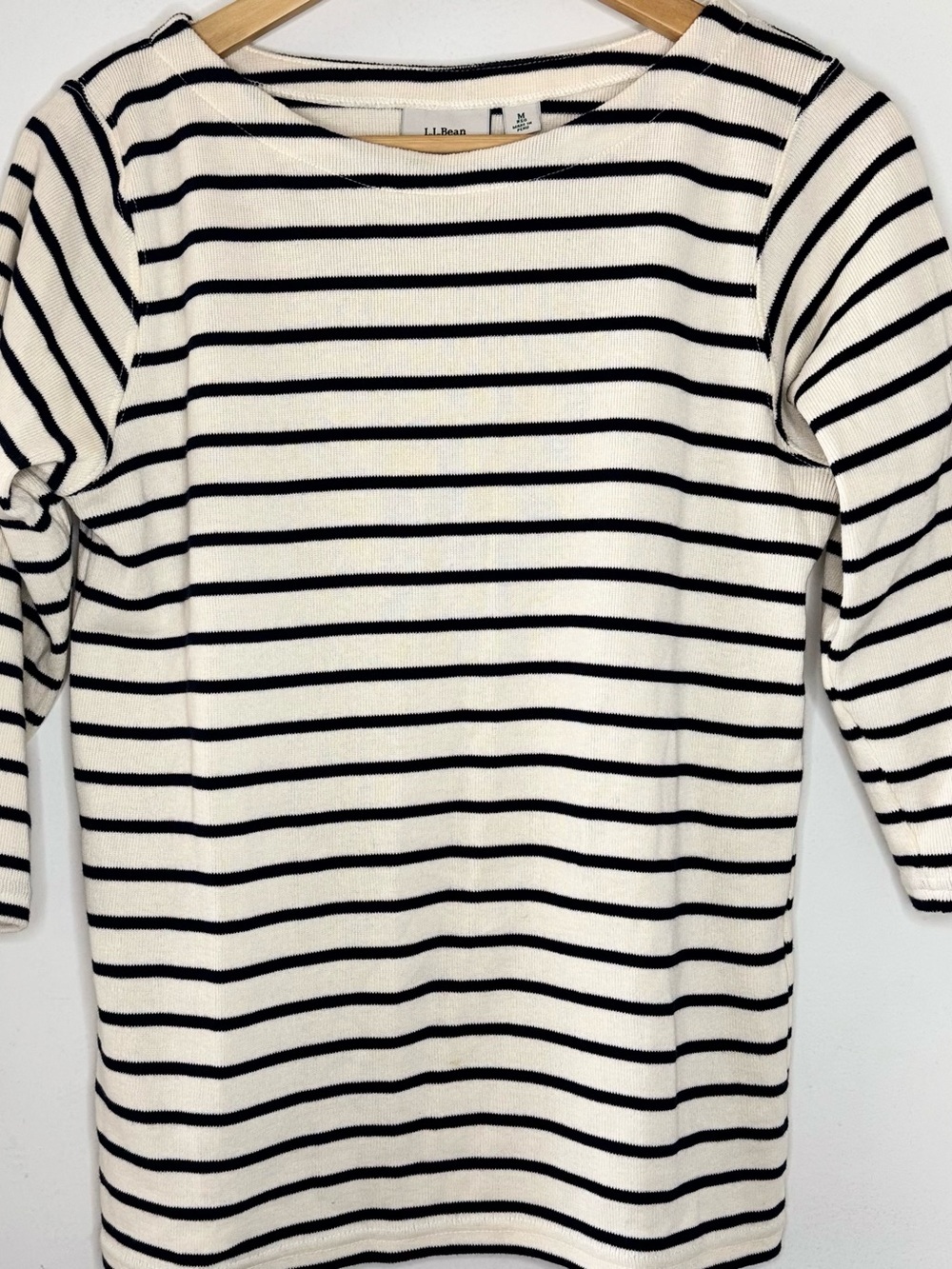 LL BEAN Striped Boatneck Cotton Knit Tunic Style Top Women’s Medium Classic EUC
